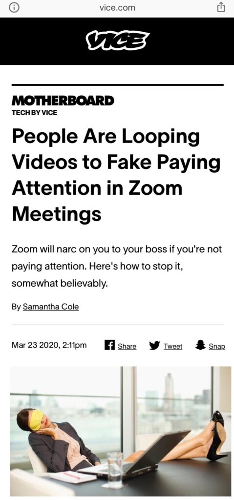 Funny news about faking attendance on Zoom meeting
